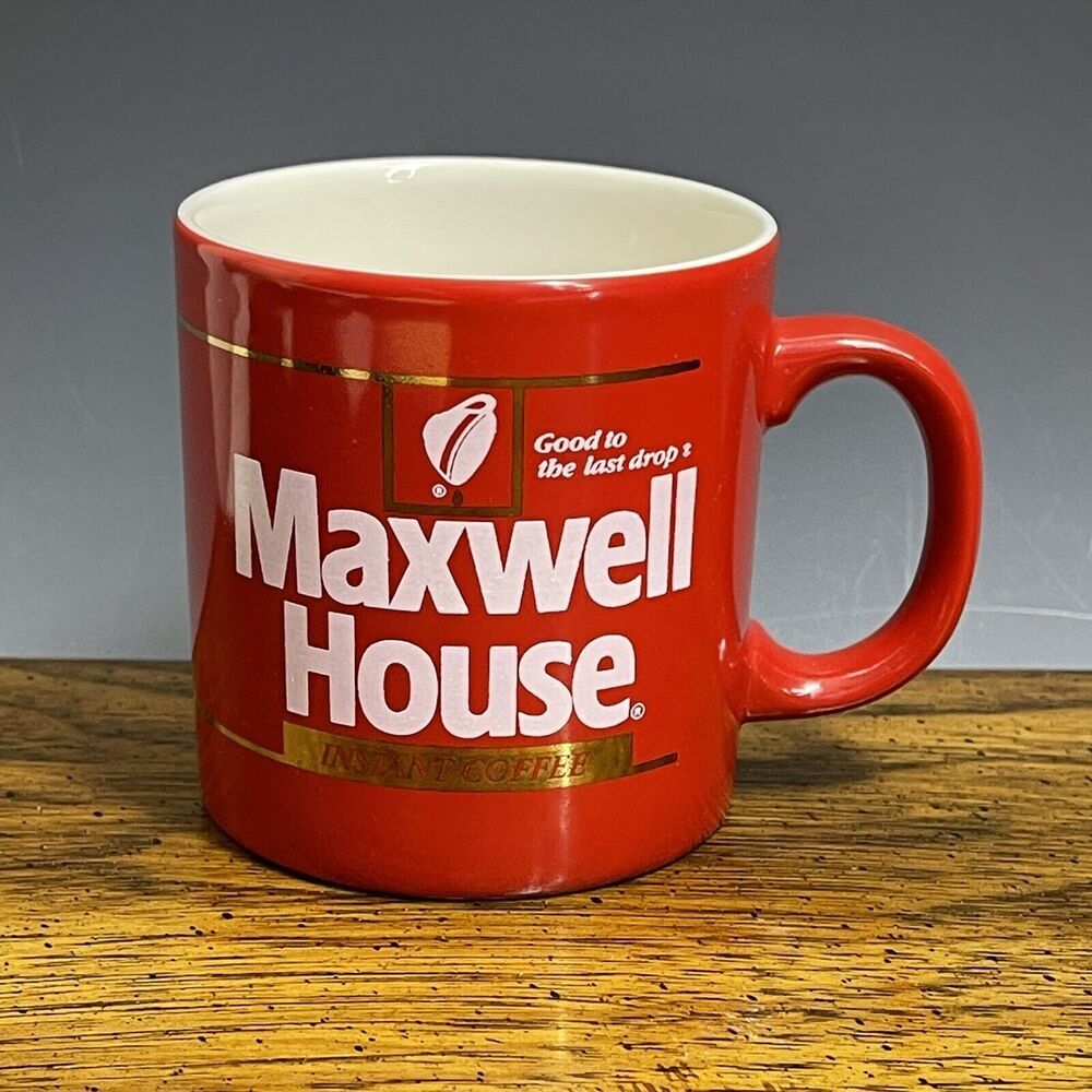 1980's Instant Maxwell‎ House Coffee Cup Mug 8oz Red Made In England